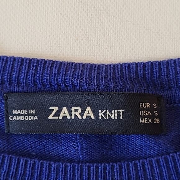 Zara Knit Blue Pull-on Long Sleeved Sweater - Picture 3 of 7